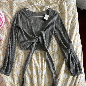 Hollister grey wrap top